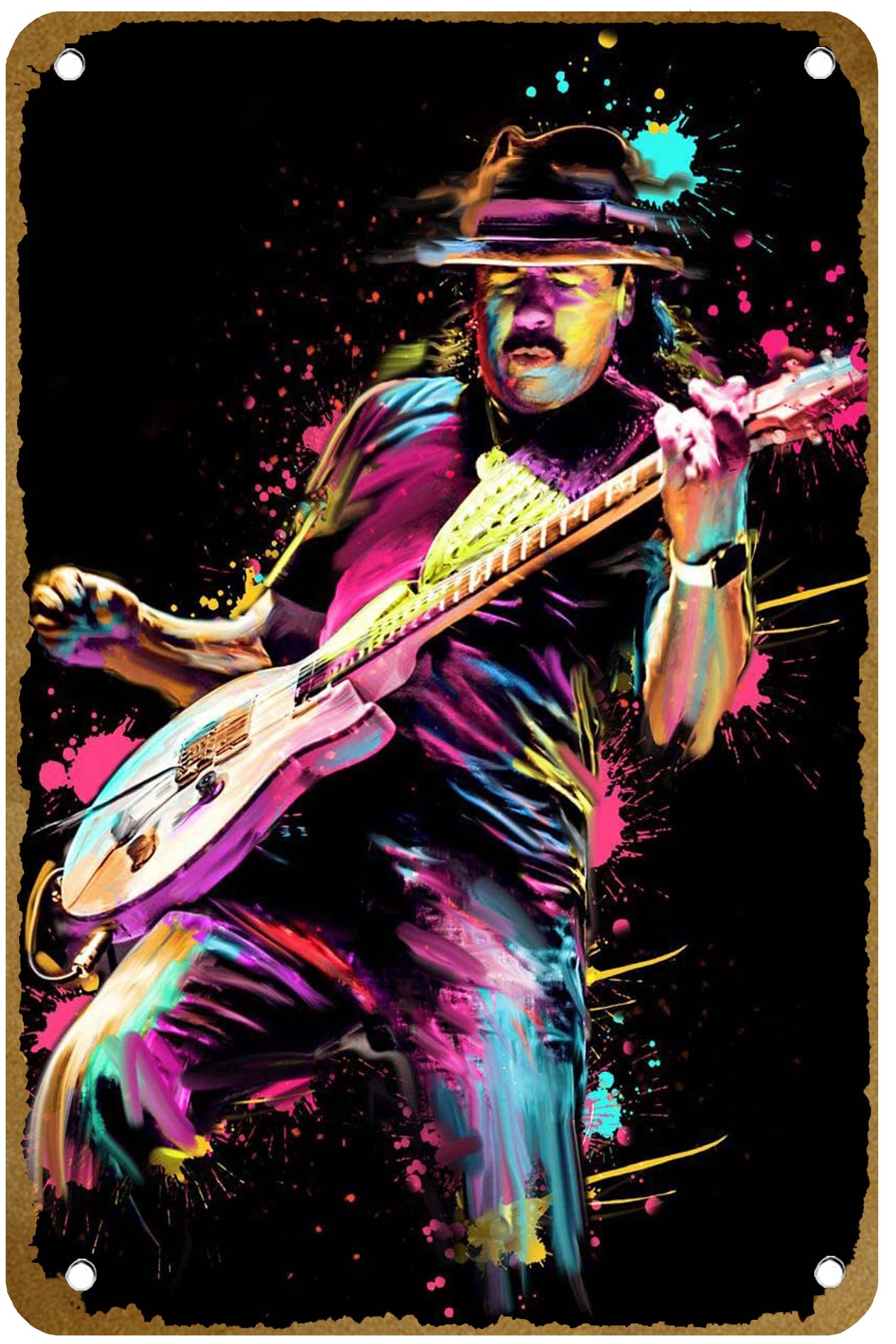 Brass Weight Plate - Poster Carlos Santana, Papan Logam, Logo,