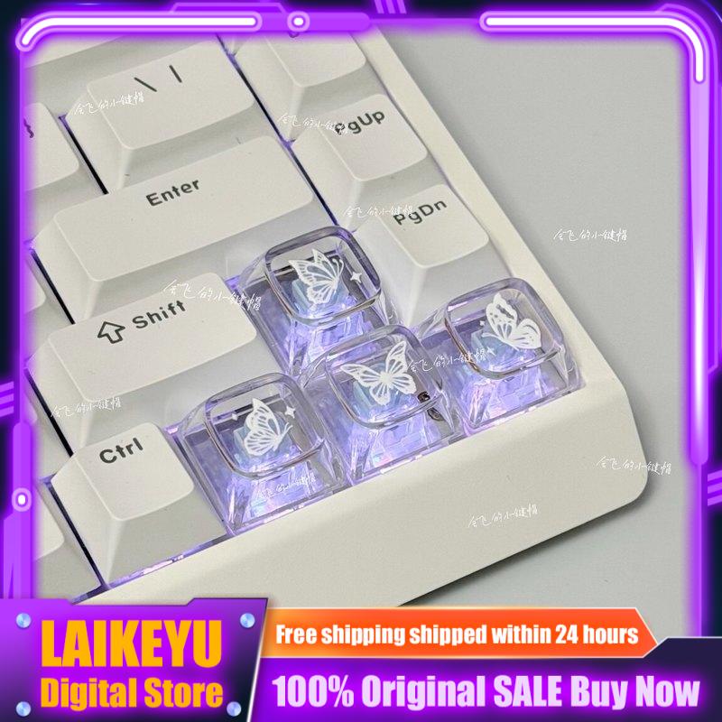 Keyboard Gaming Transparent - Keycap Bertema Kupu-Kupu Transparan, Keycap Xda