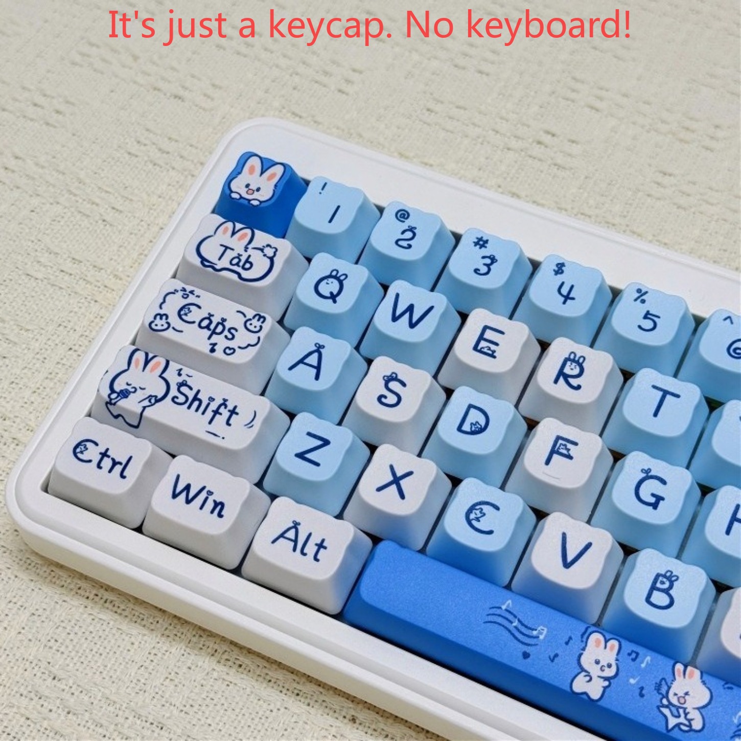 Keycap Kelinci Biru Lucu 124 T - Keyboard Gaming Blue Switch ulasan dan harga