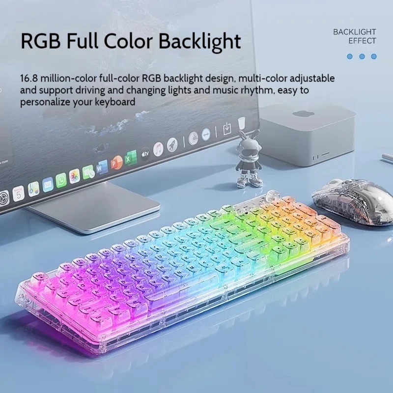 Set Keyboard dan Mouse Nirkabe - Keyboard Gaming Transparent ulasan dan harga