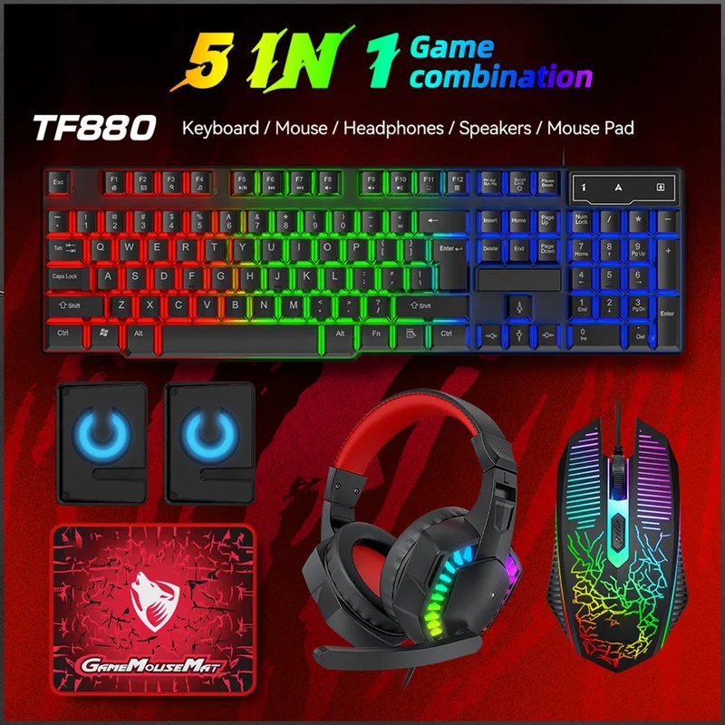 Set Gaming 5-in-1: Keyboard, M - Gaming Keyboard Mouse And Headset Combo ulasan dan harga