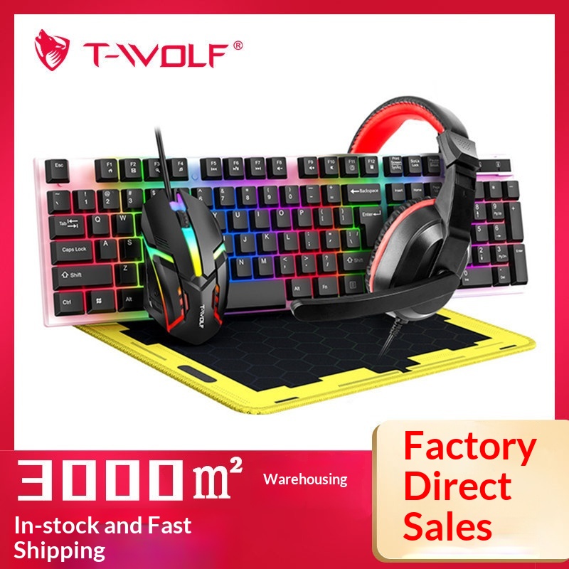 T-Wolf Tf240 4 In 1 Paket Gami - Gaming Keyboard Mouse And Headset Combo ulasan dan harga