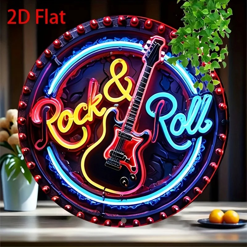 Tanda Neon Rock Vintage, Dekor - Brass Weight Plate ulasan dan harga