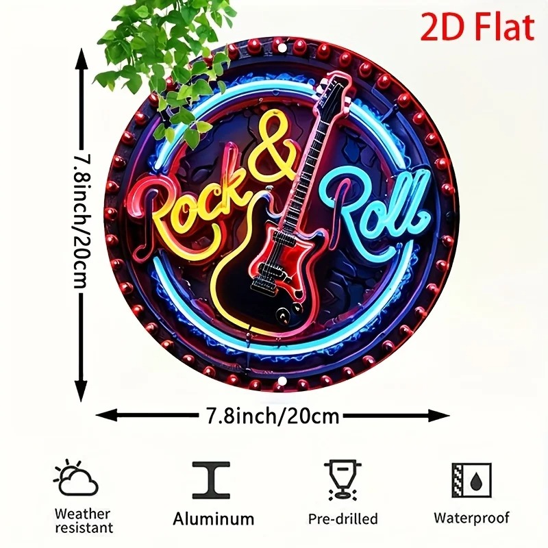 Tanda Neon Rock Vintage, Dekor - Brass Weight Plate ulasan dan harga