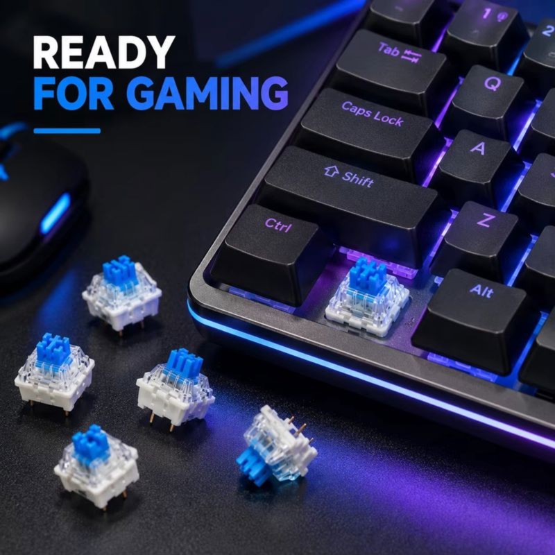 DT21 100Pcs Sakelar Keyboard M - Keyboard Gaming Blue Switch ulasan dan harga