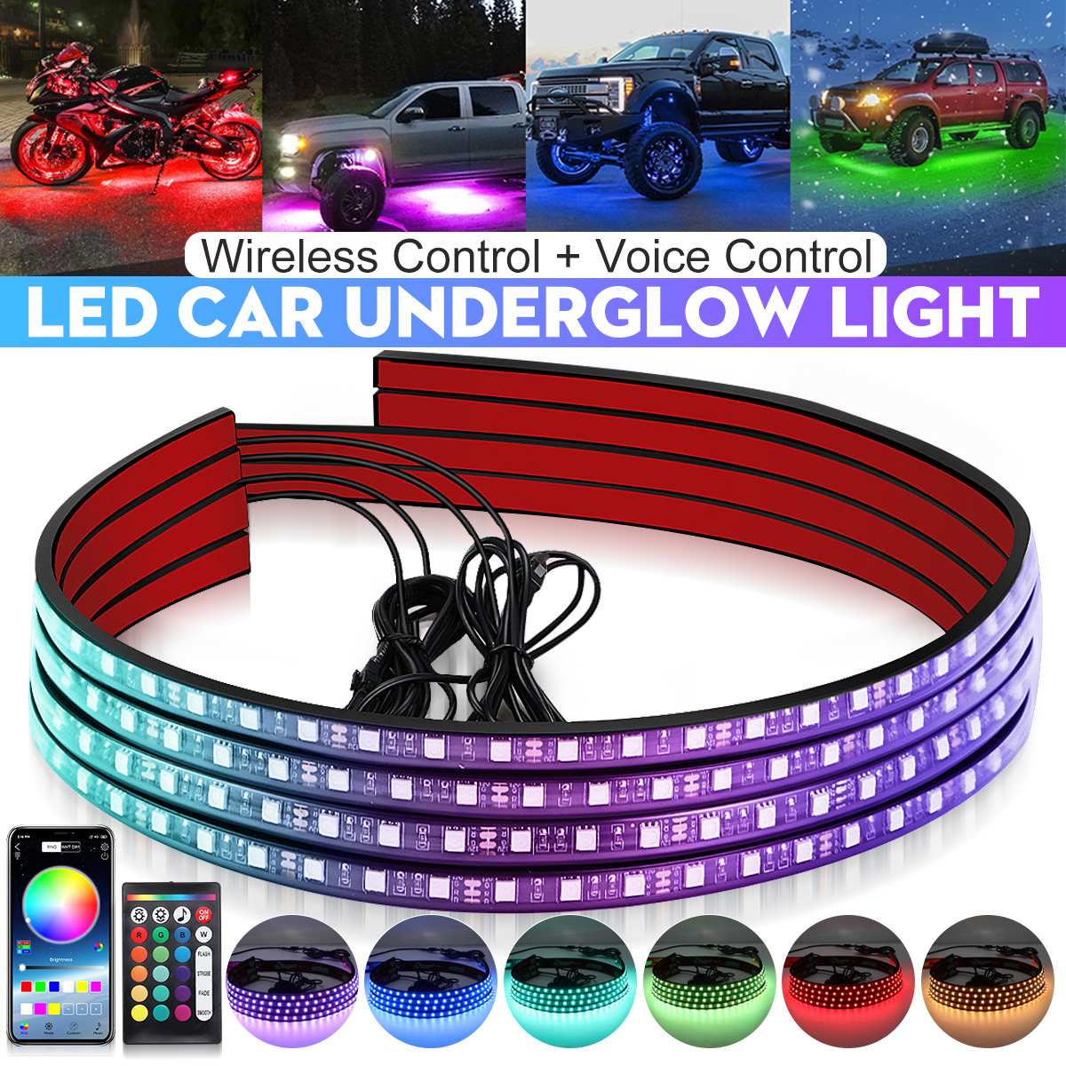Lampu mobil LED nirkabel, lamp - Rgb Underglow Strip ulasan dan harga